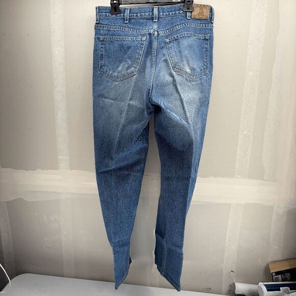 Lands End Jeans Mens 34x32 Blue Straight Leg Denim Faded Square Rigger Loose - Picture 3 of 5